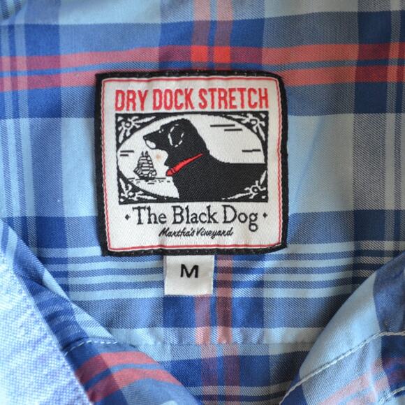 Black Dog Button Down Shirt Plaid Size Medium Blue - Picture 3 of 4